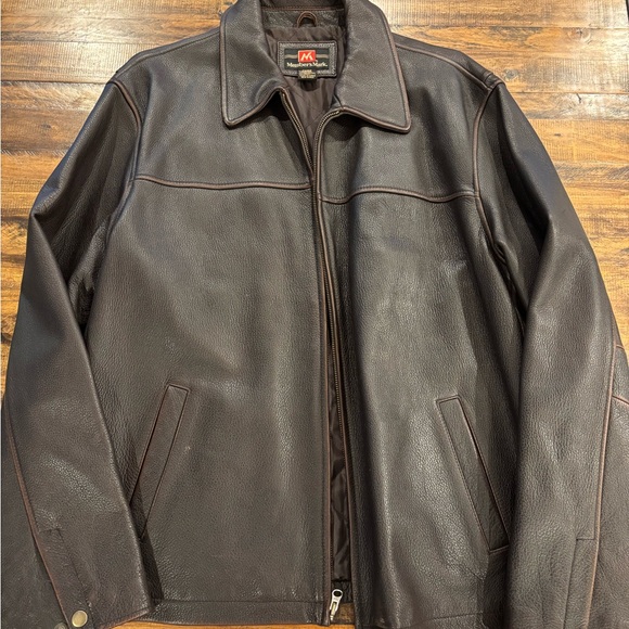 Member's Mark Other - Men's Black Leather Bomber Jacket